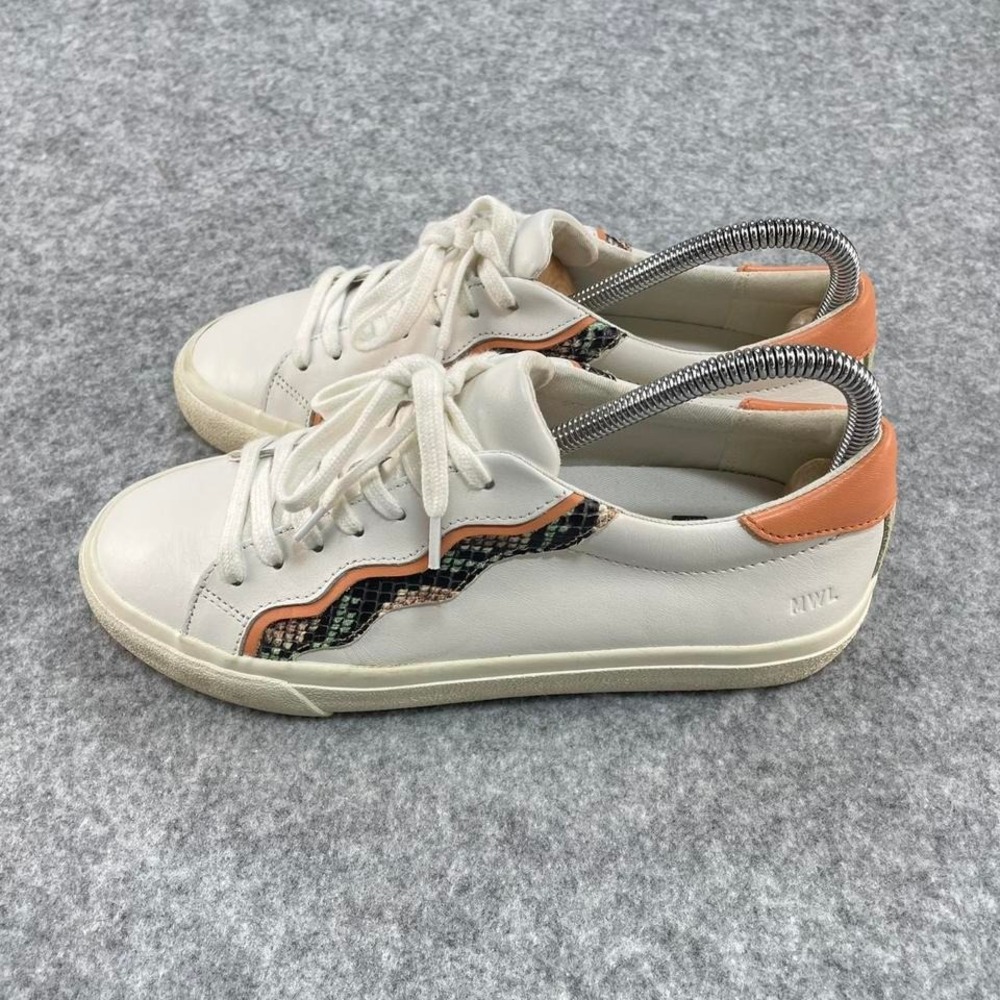 Madewell women White leather sneakers with snake print details 7